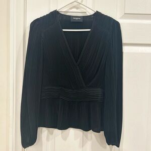 The Kooples Paris Black Pleated Peplum Top